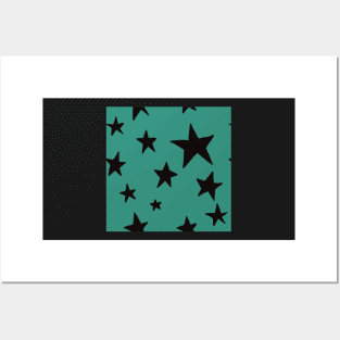 teal green black stars pattern stockholm style Posters and Art